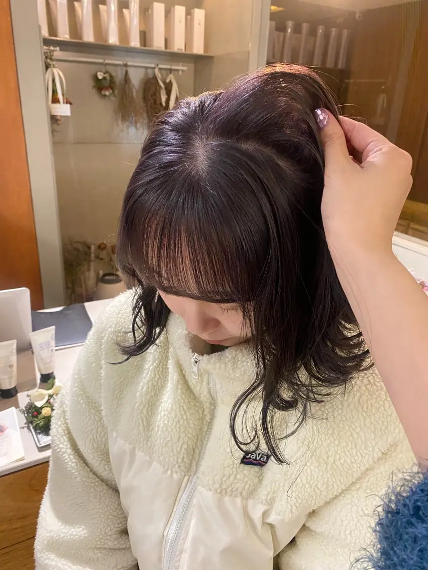 ミディアム カラー ブリーチ 透明感カラー グレージュ ラベンダーカラー ラベンダーグレージュ カット ヘアカラー トリートメント NIKO/名古屋/ 髪質改善/艶髪のヘアスタイル