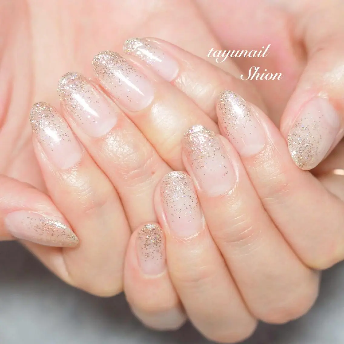ネイル ブルー クリアネイル ジェルネイル グラデーション キラキラネイル ネイルサロン 【たゆnail】のネイルデザイン