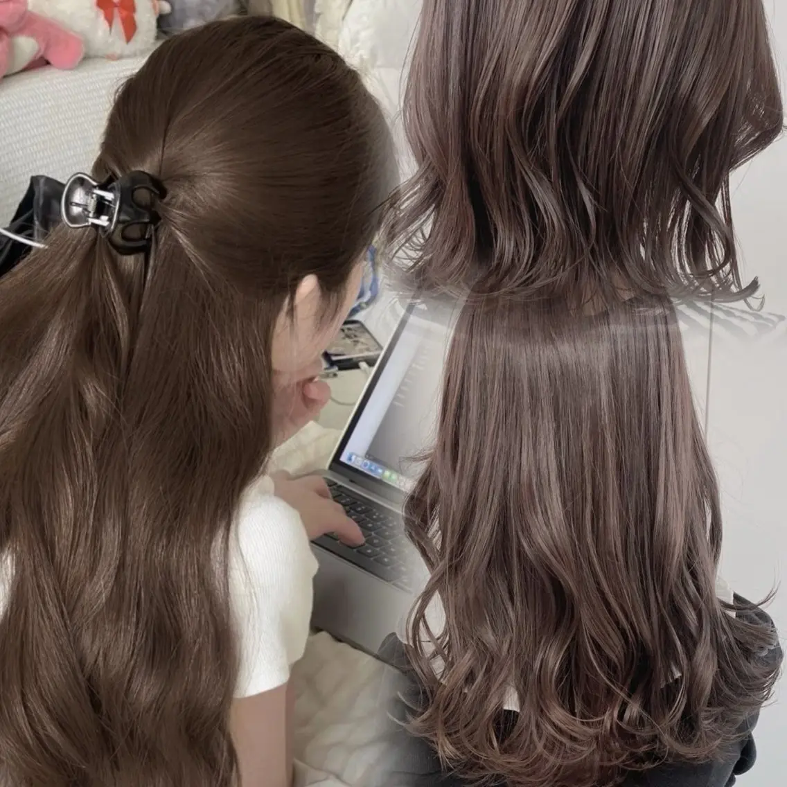 ミディアム ヘアカラー ベージュ/グレージュ 🧸あやか/表参道のヘアスタイル
