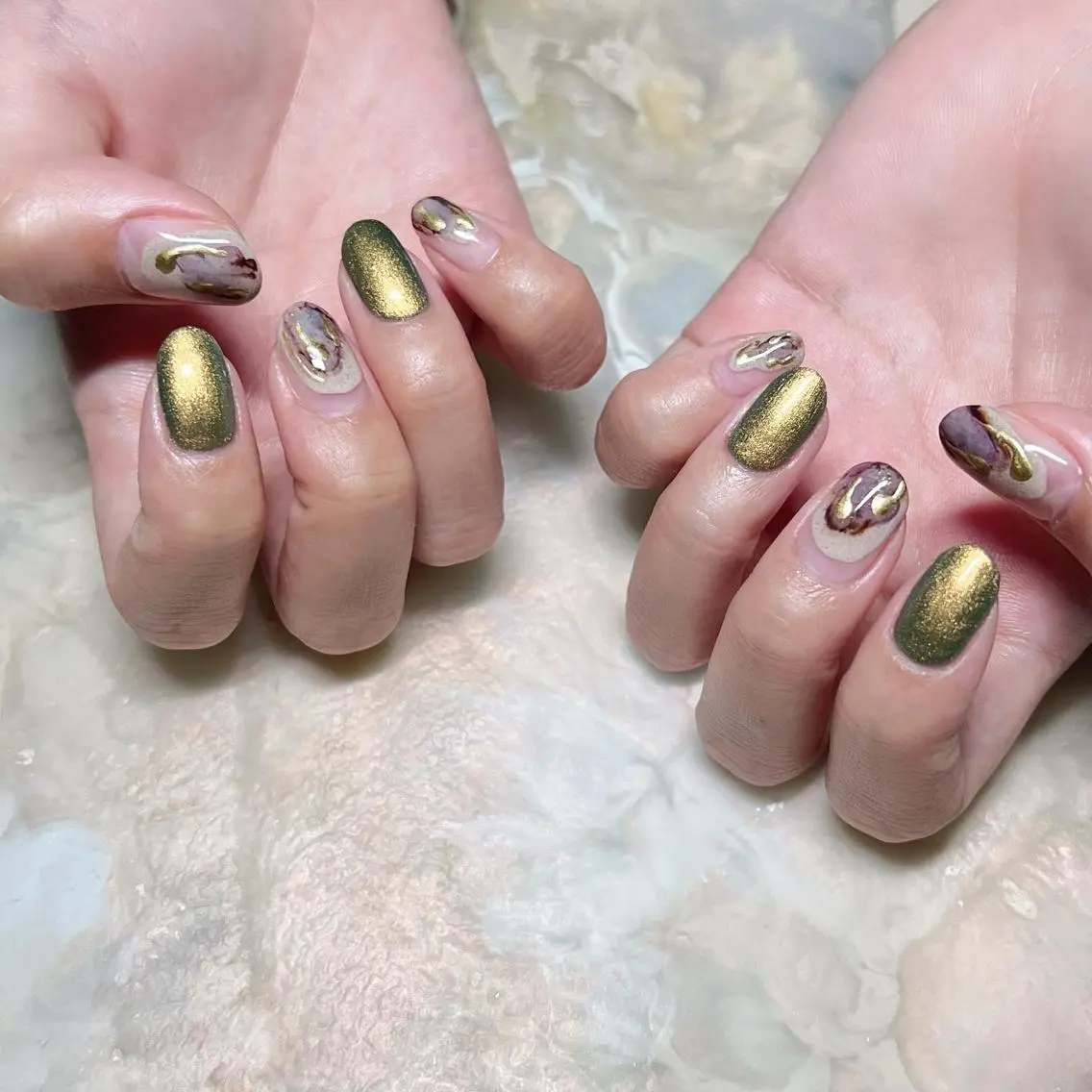 ネイル マグネットネイル ニュアンスネイル ショートネイル gemickle nailのネイルデザイン