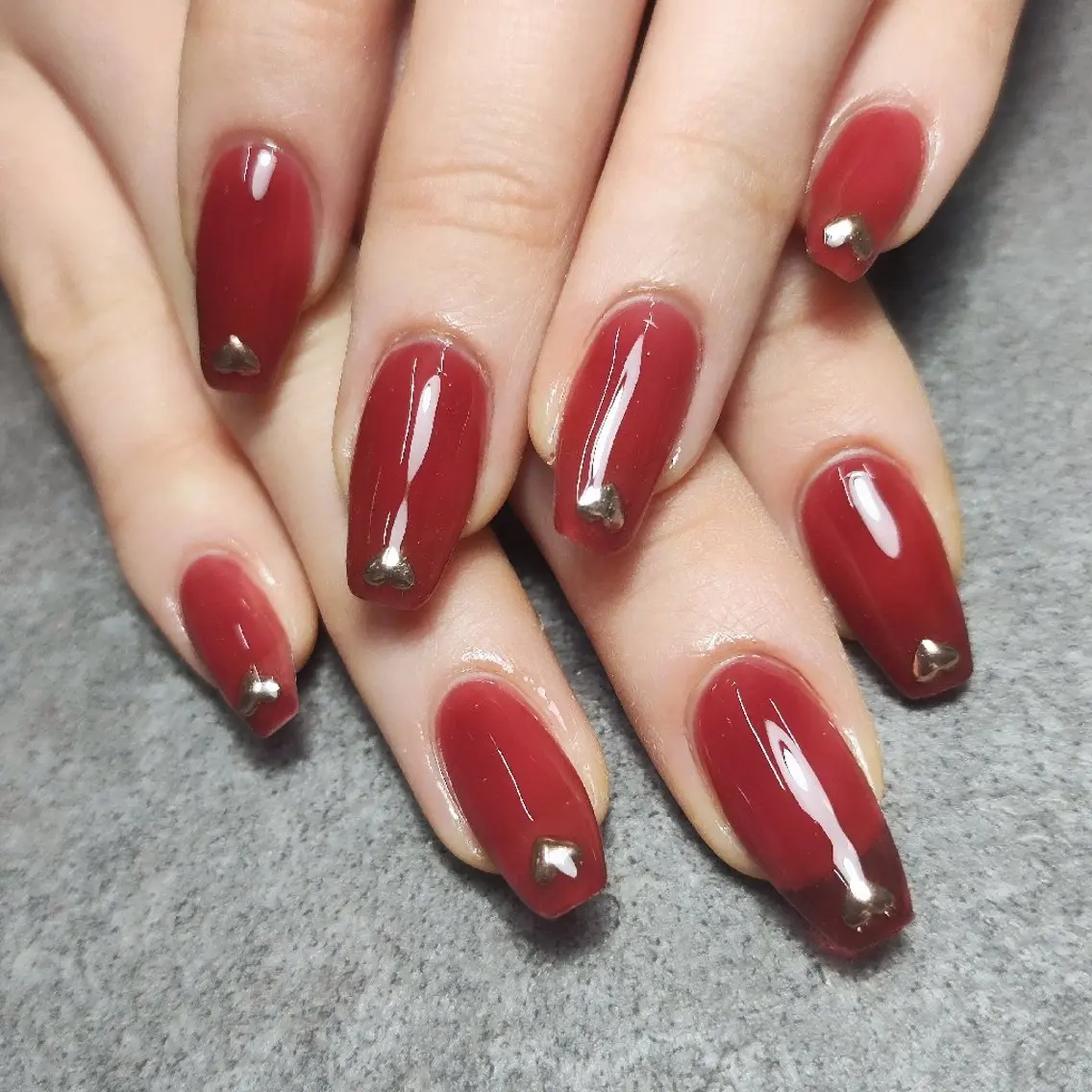 ネイル ボルドー クリアネイル ハンドネイル 個人サロン saltnailのネイルデザイン