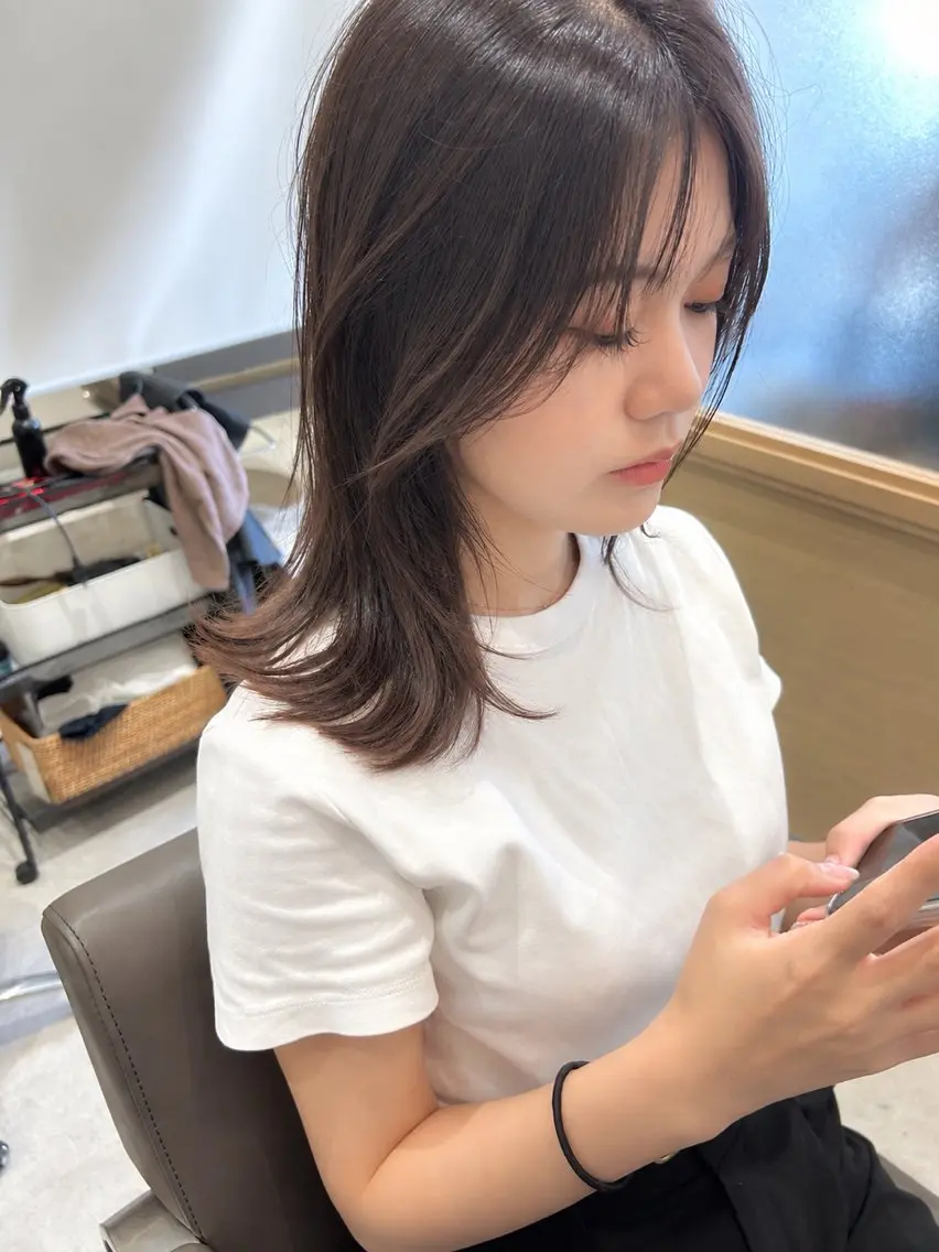 ミディアム ケアカラー 髪質改善 カット トリートメント ヘッドスパ 久木原 ゆりのヘアスタイル