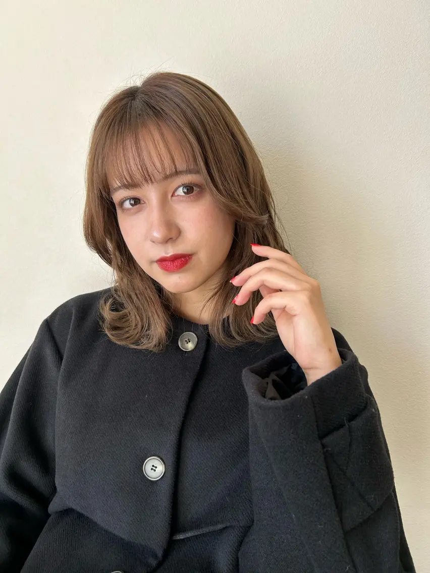 前髪カット✨+ベージュカラー🩰(透明感カラー/天神美容室/大名)の写真