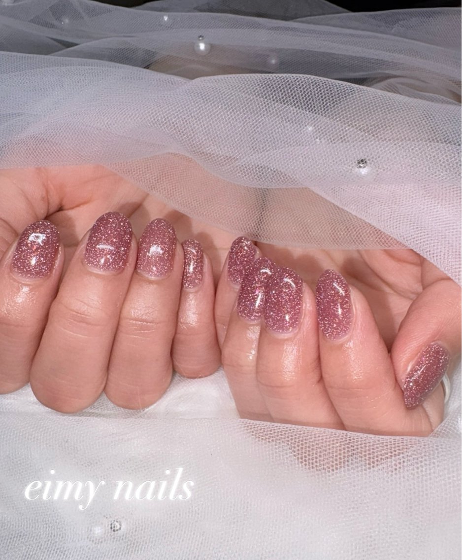 ネイル フラッシュネイル ラメ(グリッター) ワンカラーネイル ピンク ハンドネイル eimy nails♡のネイルデザイン