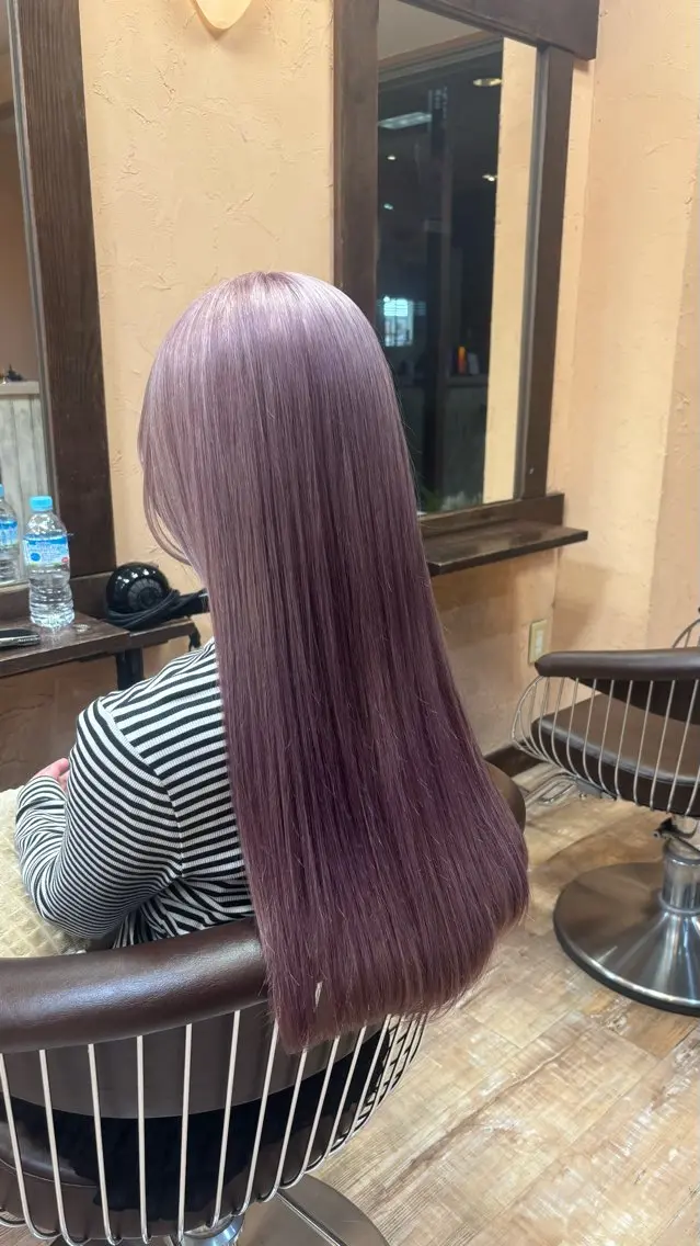 ロング カラー ブリーチ ラベンダーカラー ラベンダーピンク ピンクカラー ヘアカラー トリートメント ブリーチカラー🎀 Himariのヘアスタイル