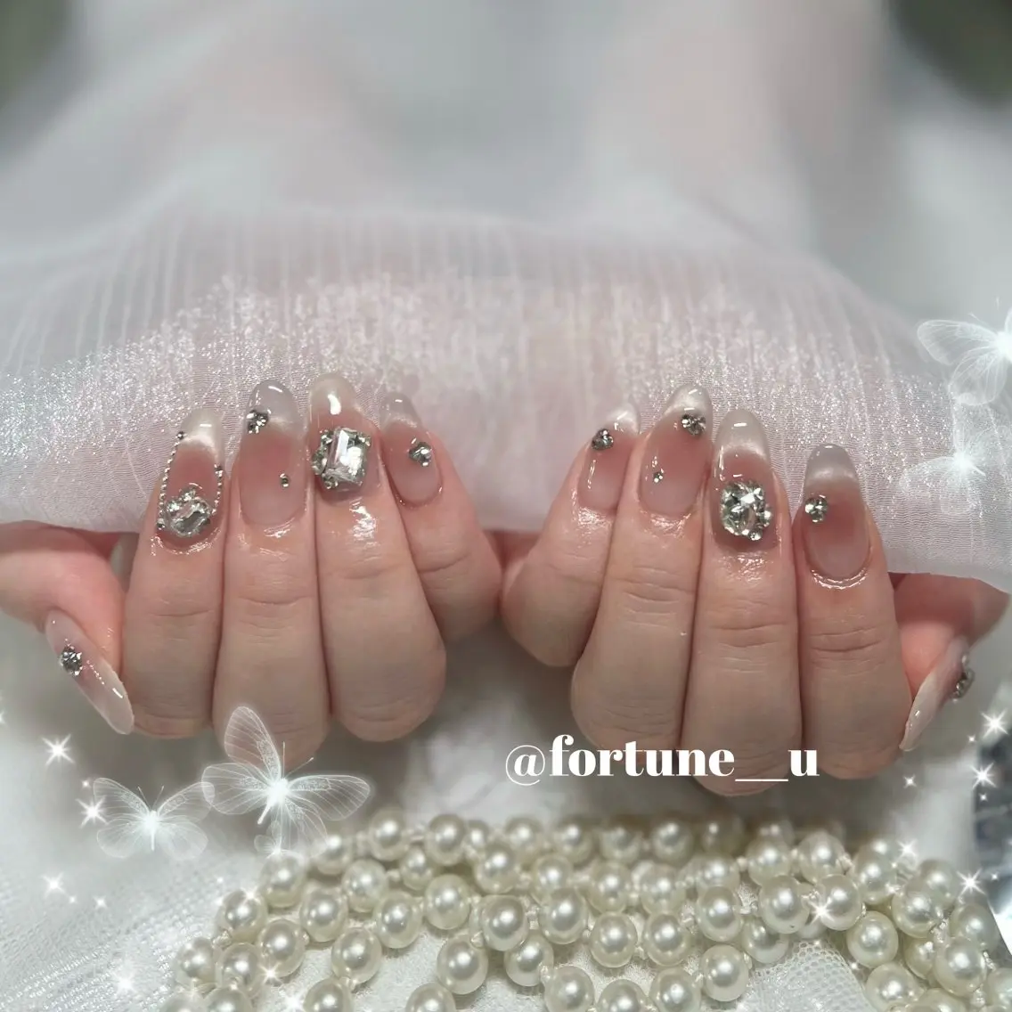 ネイル ガーリー 韓国ネイル ワンホンネイル ハンドネイル 💜✩.* Yuuna💜のネイルデザイン