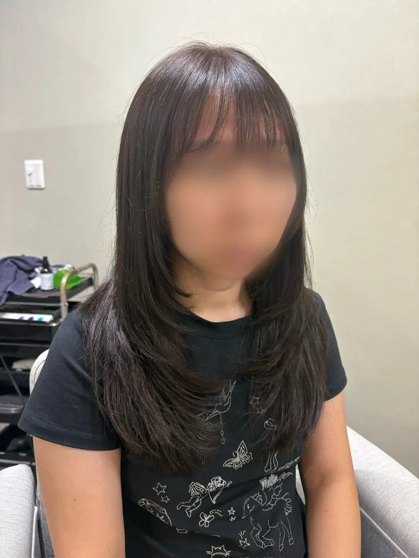 ロング レイヤーカット 髪質改善カラー&TR 縮毛矯正/弱酸性矯正のヘアスタイル