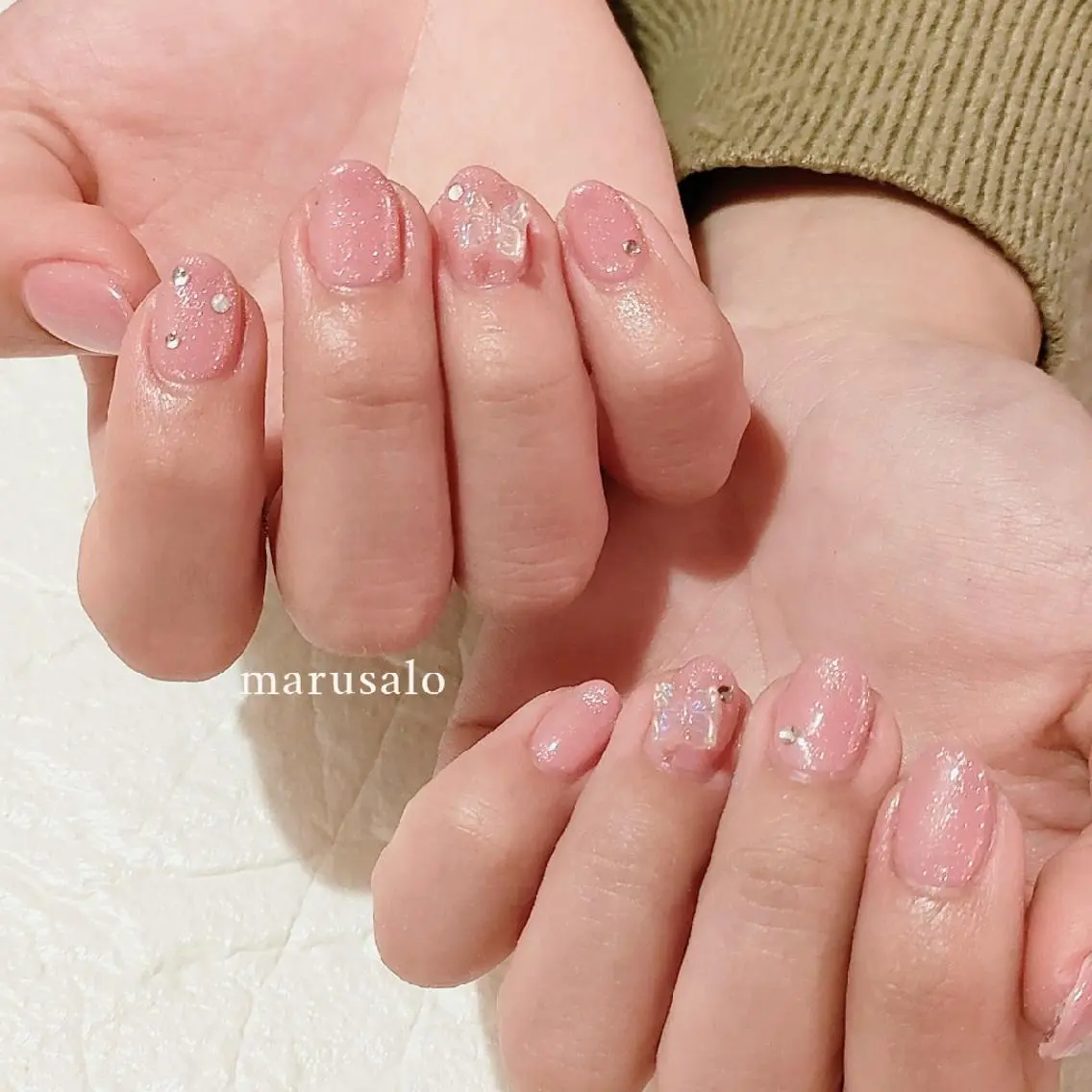 ネイル 韓国ネイル ワンカラーネイル ピンク ショートネイル 春ネイル ハンドネイル marusalo nailのネイルデザイン