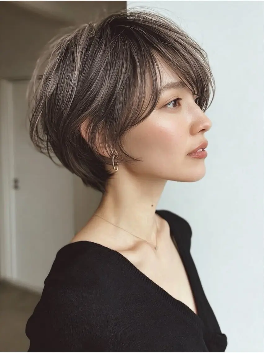 ショート 切りっぱなしボブ ショートボブ ハンサムショート ボブ くびれヘア Mio/韓国風/ ショートカットのヘアスタイル