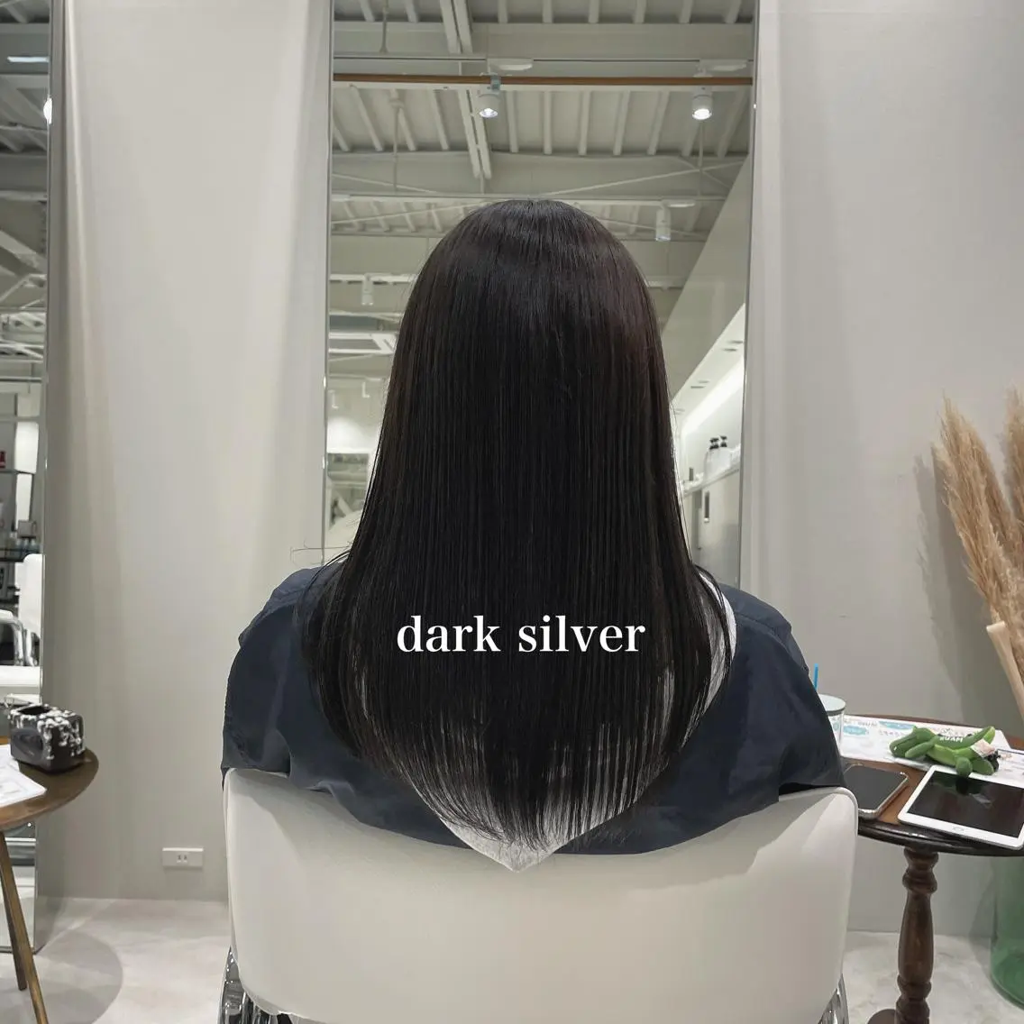 ロング カラー ダークシルバー シルバー 峯崎 葵のヘアスタイル