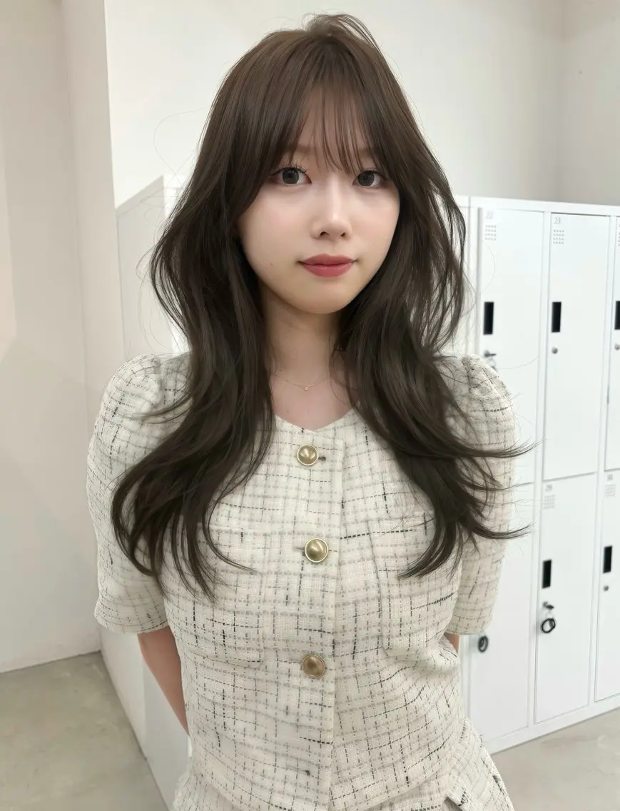 ロング カラー カット ヘアカラー トリートメント 韓国風レイヤーカット 松葉翔のヘアスタイル