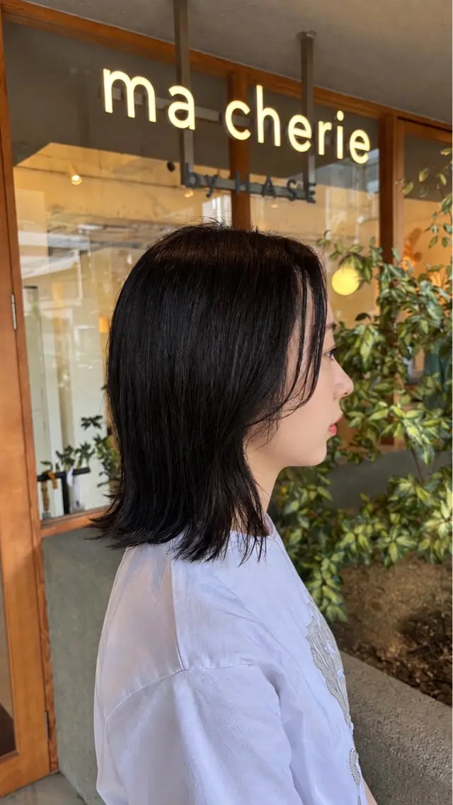 ミディアム カラー 伸ばしかけ レイヤーカット 外ハネヘア トリートメント カット ヘアカラー トリートメント ヘッドスパ 草津駅前/本日空き 有/岩本遥加のヘアスタイル