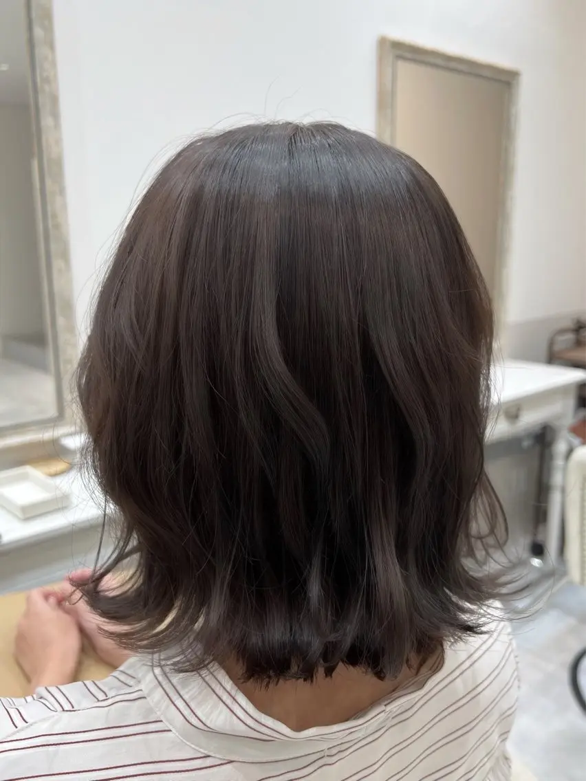 ミディアム カラー カット ヘアカラー 縮毛矯正×艶カラー /中村勇太のヘアスタイル
