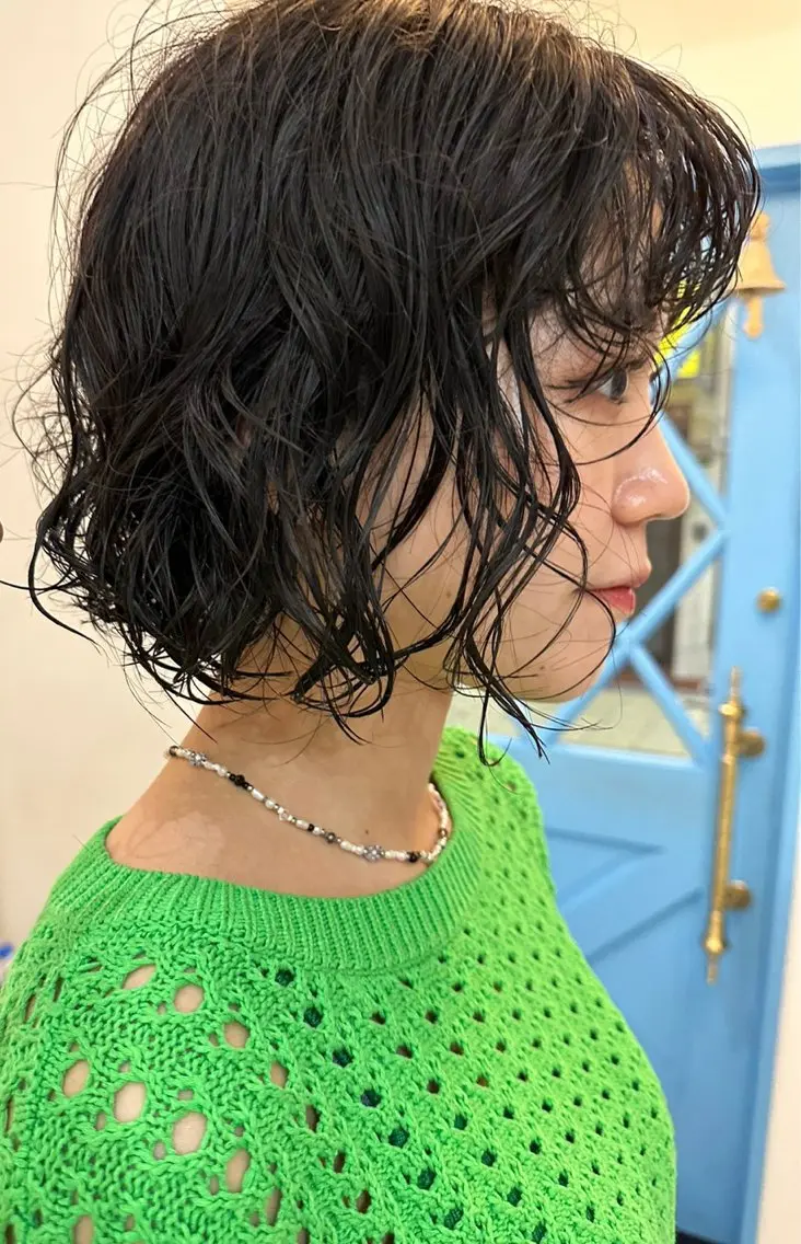 ショート パーマ ボブ ショートヘア カット パーマ トリートメント F. 梅田/ボブ/パーマのヘアスタイル