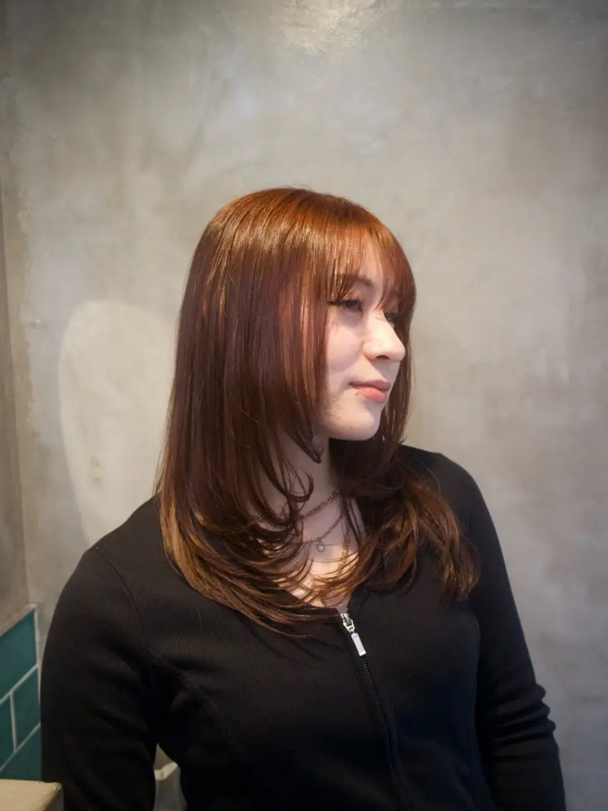 セミロング カラー 縮毛矯正 トリートメント ヘアカラー 🌀嵐士 /夏似合わせカラーのヘアスタイル