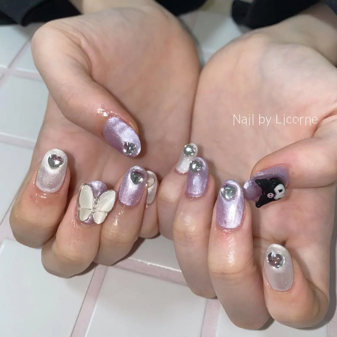 ネイル アートネイル オーロラネイル フレンチネイル 氷ネイル・うるうるネイル マグネットネイル ハンドネイル Nail by Licorneのネイルデザイン