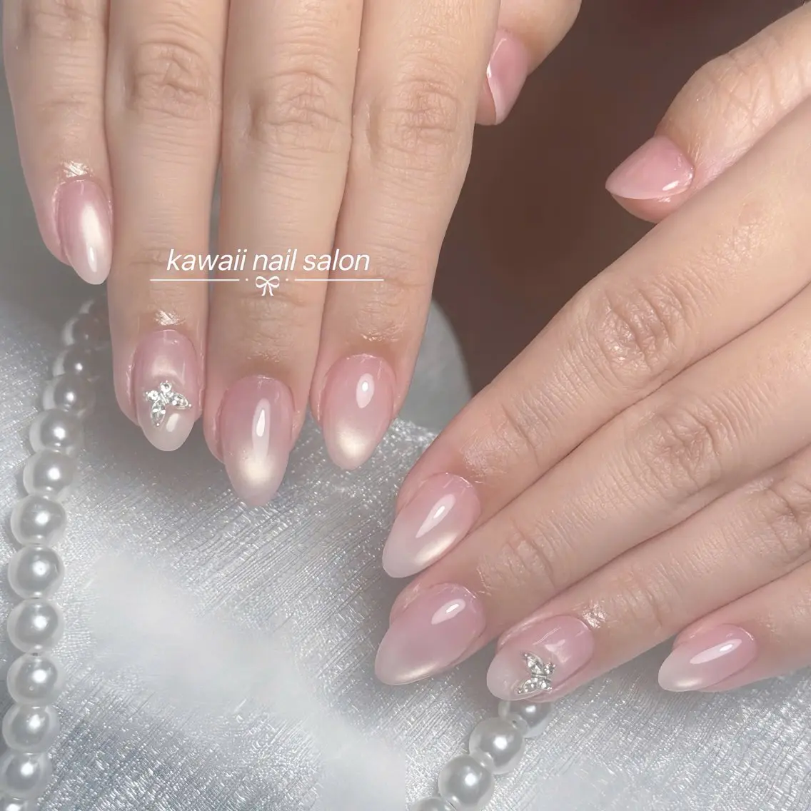 ネイル ドット フレンチネイル 韓国ネイル マグネットネイル オフィスネイル Kawaii Nail Salonのネイルデザイン