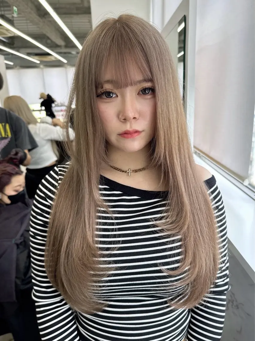 ロング カラー ブリーチ ケアブリーチ ロング トリートメント ヘアカラー ブリーチ/ハイトーン 名古屋栄/SHIONのヘアスタイル