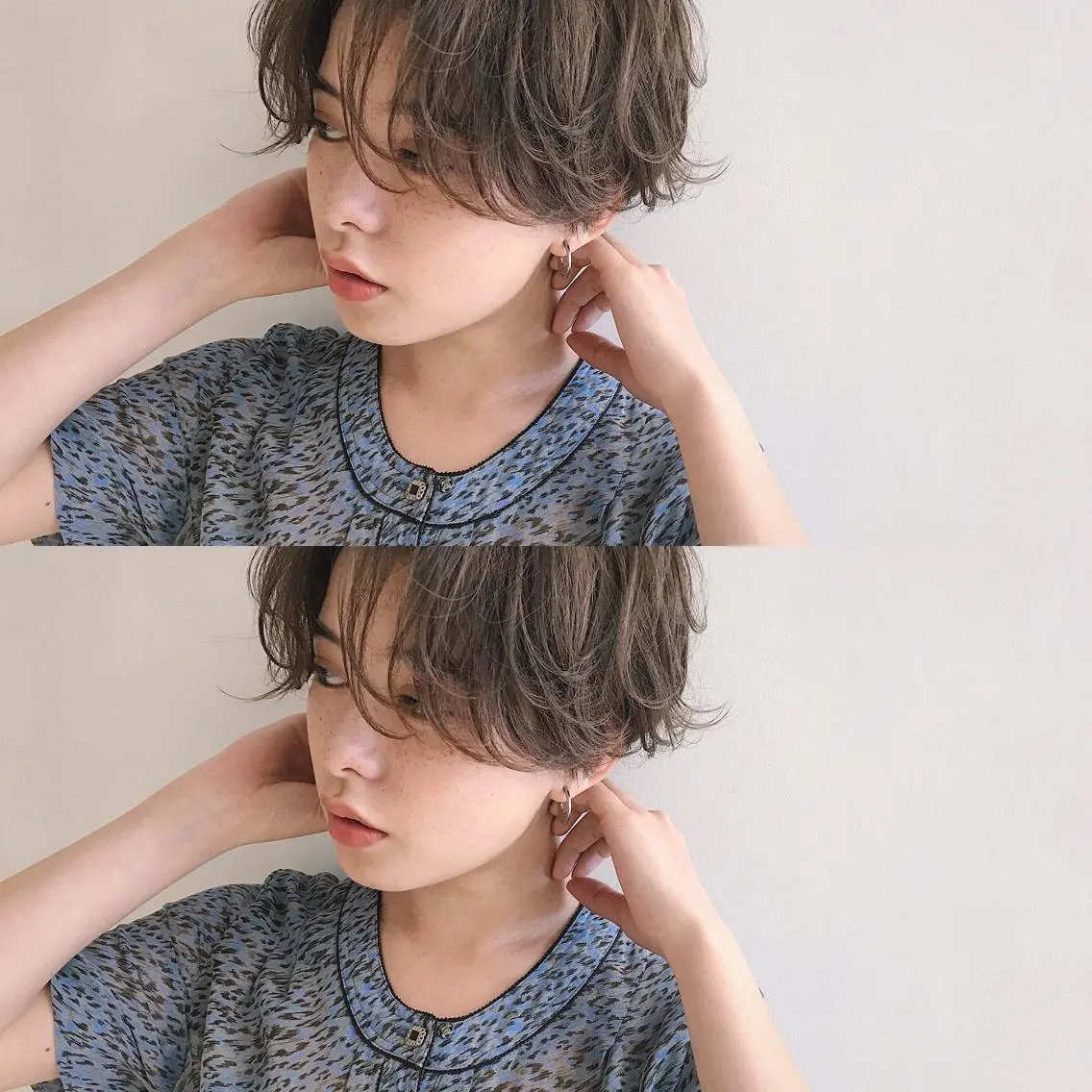 ショート カラー パーマ ヘアアレンジ ハンサムショート ショートヘア 小顔カット カット ヘアセット 松田 亮葉のヘアスタイル