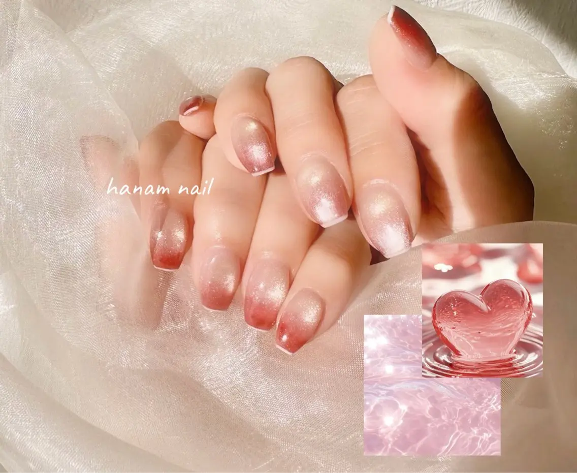 ネイル グラデーション ハンドネイル hanam nail 🌿🩵ハナムネイルのネイルデザイン