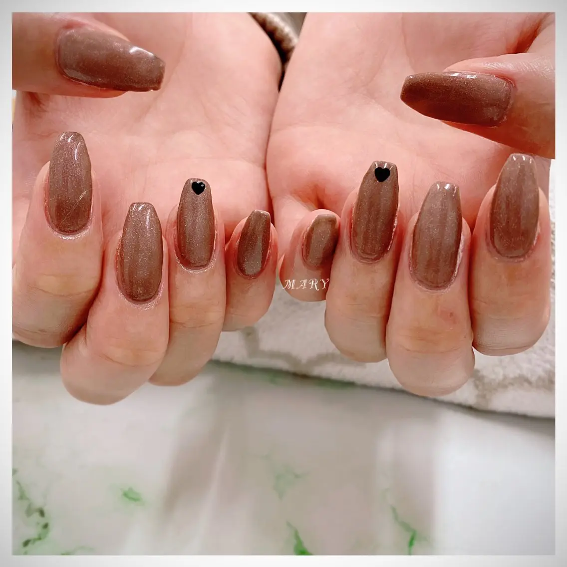 ネイル ハート ニュアンスネイル ワンカラーネイル ハンドネイル Mary nail .narumiのネイルデザイン