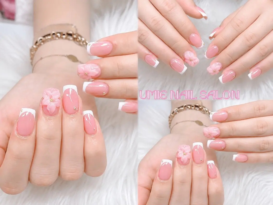 ネイル フットネイル フレンチネイル ジェルネイル ガラスフレンチ マグネットネイル UMIE NAIL SALONのネイルデザイン