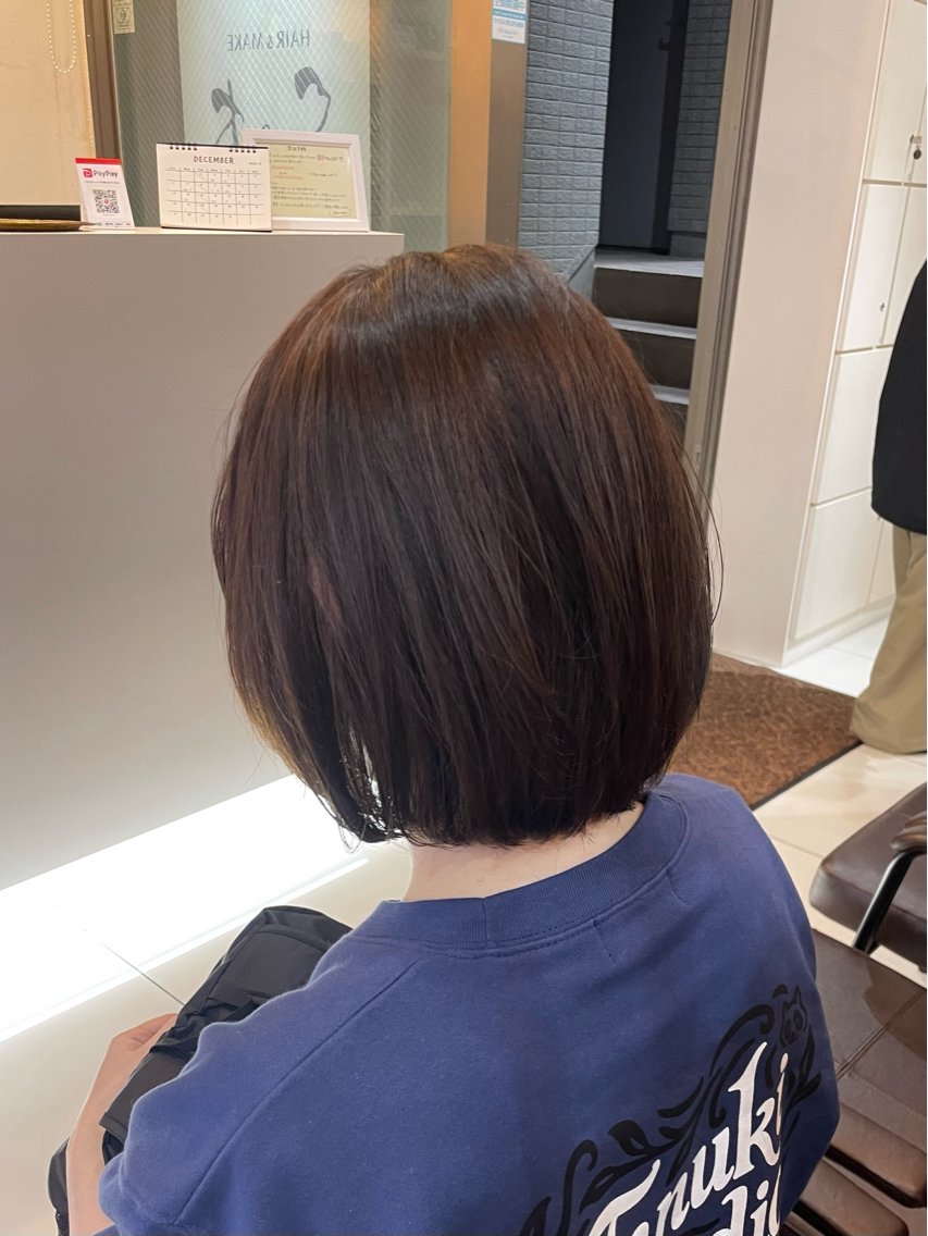 ミディアム カット ヘアカラー mao♡ベージュ/ 似合わせカットのヘアスタイル