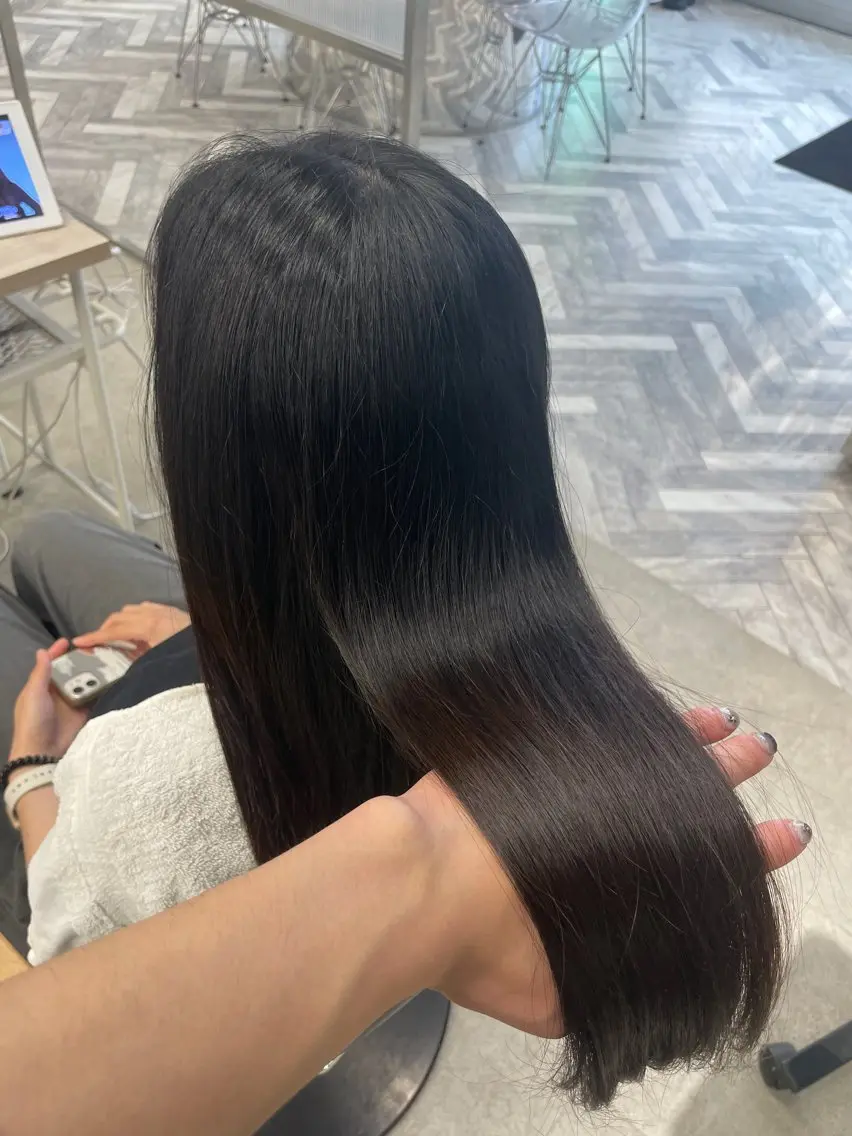 ロング ボブ ハイライト 髪質改善 韓国風ヘア レイヤーカット トリートメント 丸山 颯輝斗のヘアスタイル