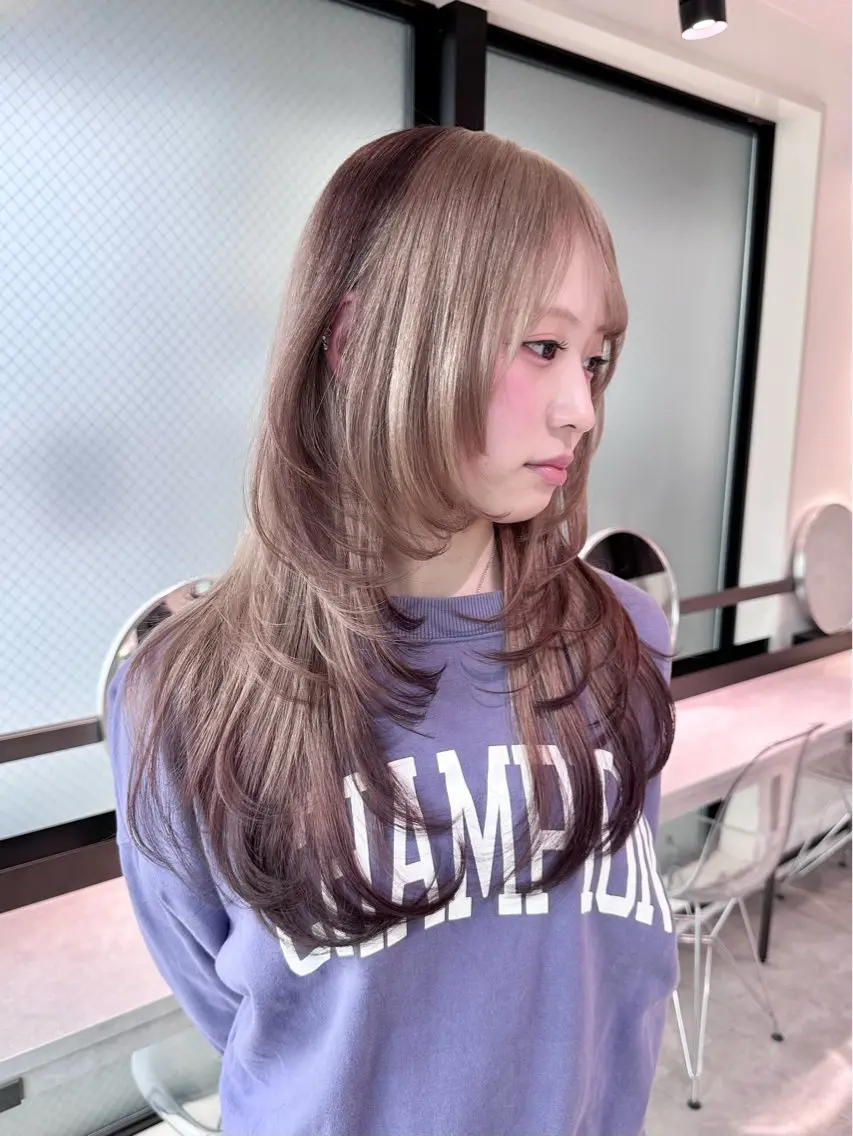 セミロング ヘアカラー ミルクティー/韓国ヘ アHaruka🎀のヘアスタイル