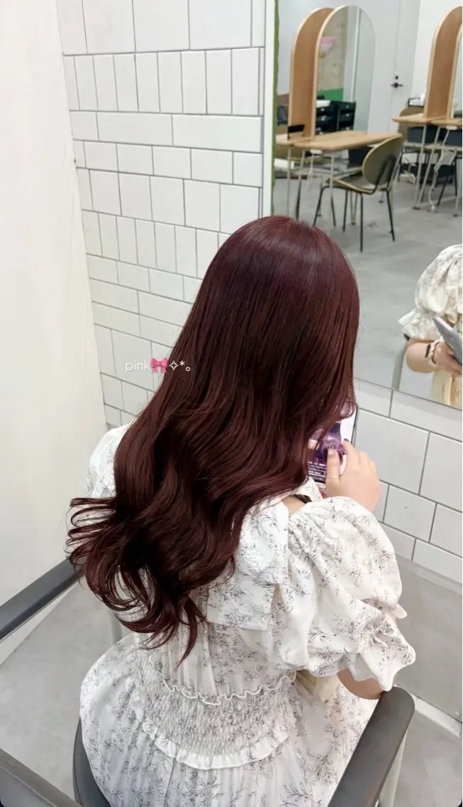 ロング カラー ピンクカラー ao 🎀 梅田美容室のヘアスタイル