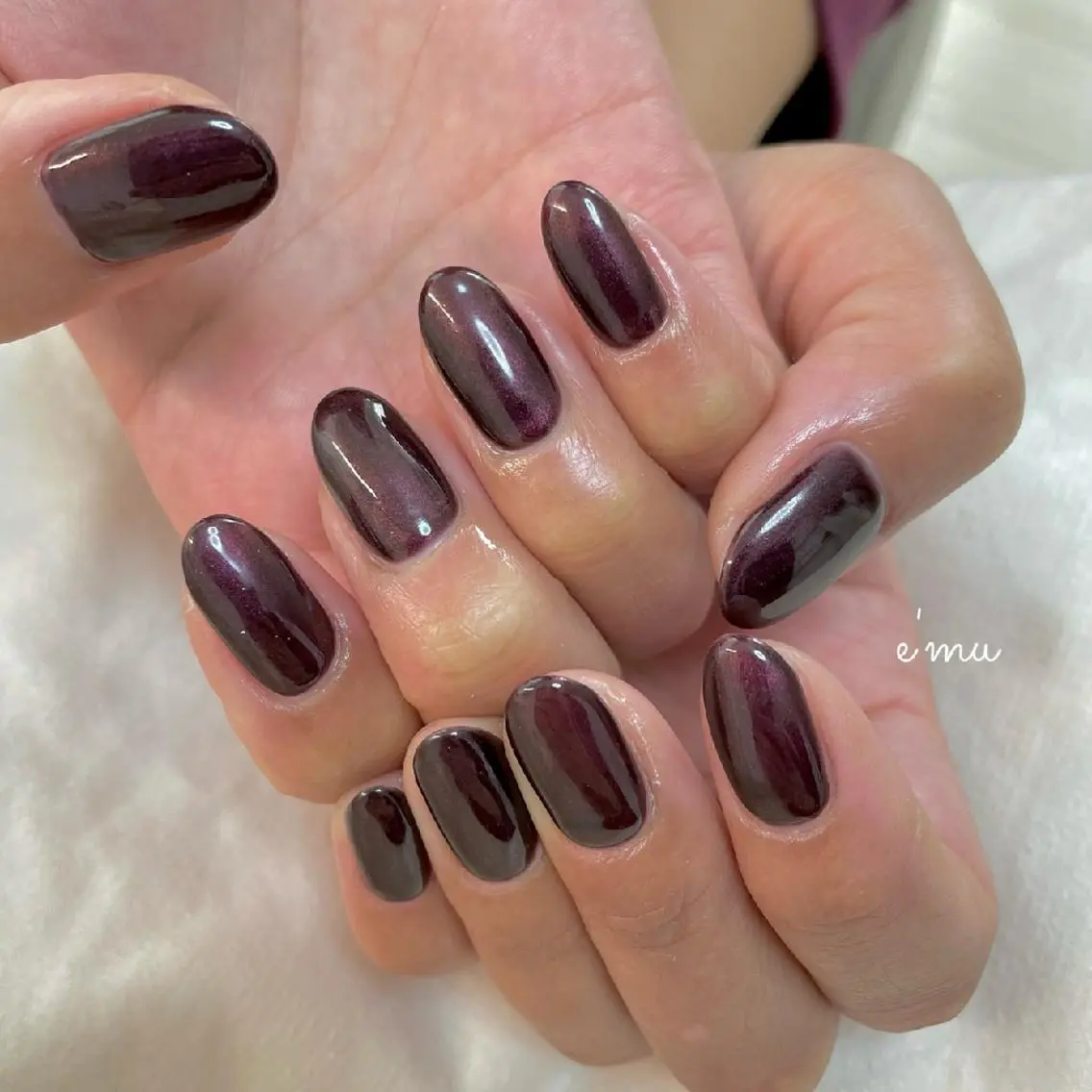 ネイル ブラウン ワンカラーネイル ハンドネイル nail salon e'mu💐のネイルデザイン