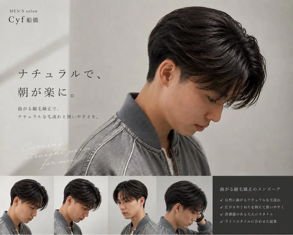 メンズ 保立フェザーパーマ 大人メンズヘア船橋駅のヘアスタイル