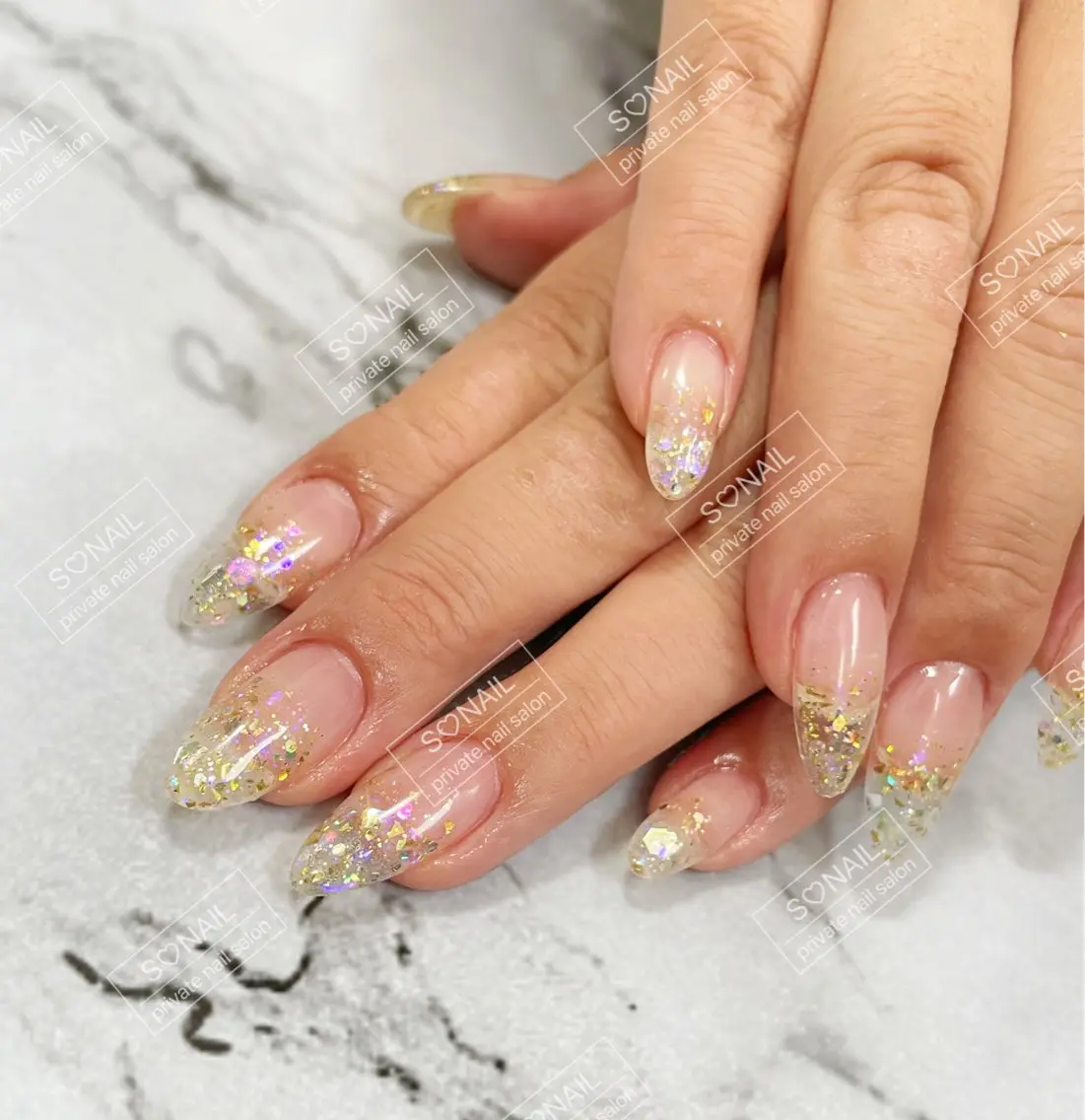 ネイル グラデーション ラメ(グリッター) ラメグラデーション ハンドネイル S.NAIL Suuのネイルデザイン
