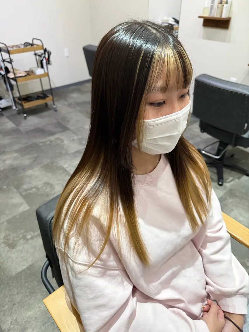 ロング カラー ミストバング ブリーチ  フェイスフレーミング グラデーションカラー 𓍯 Riho𓍯のヘアスタイル