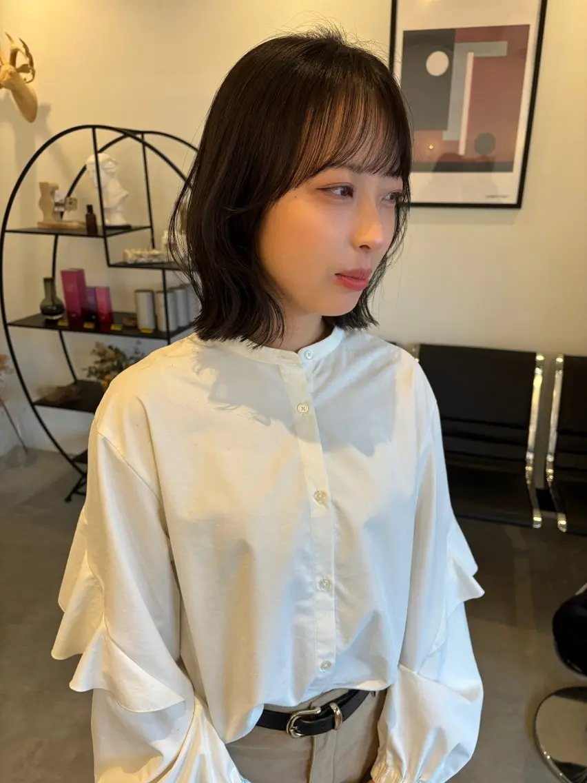 ミディアム 切りっぱなしボブ ボブ 牧野 花夏のヘアスタイル