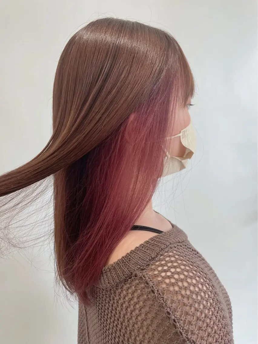 セミロング カラー ヘアアレンジ 髪質改善 トリートメント 野村 奈里亜のヘアスタイル