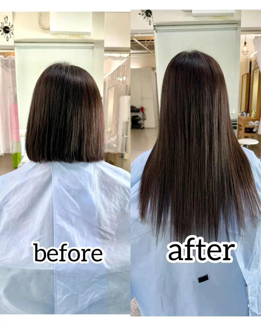 ロング シールエクステ ボブ エクステ レイヤーカット ロング カット エクステ レイヤーウルフ エクステ磯部のヘアスタイル