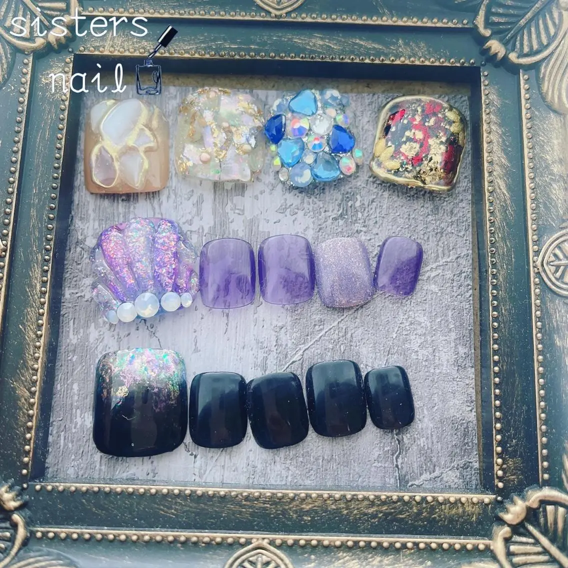 ネイル アートネイル オーロラネイル フットネイル ゴールド ニュアンスネイル sisters nail.fのネイルデザイン