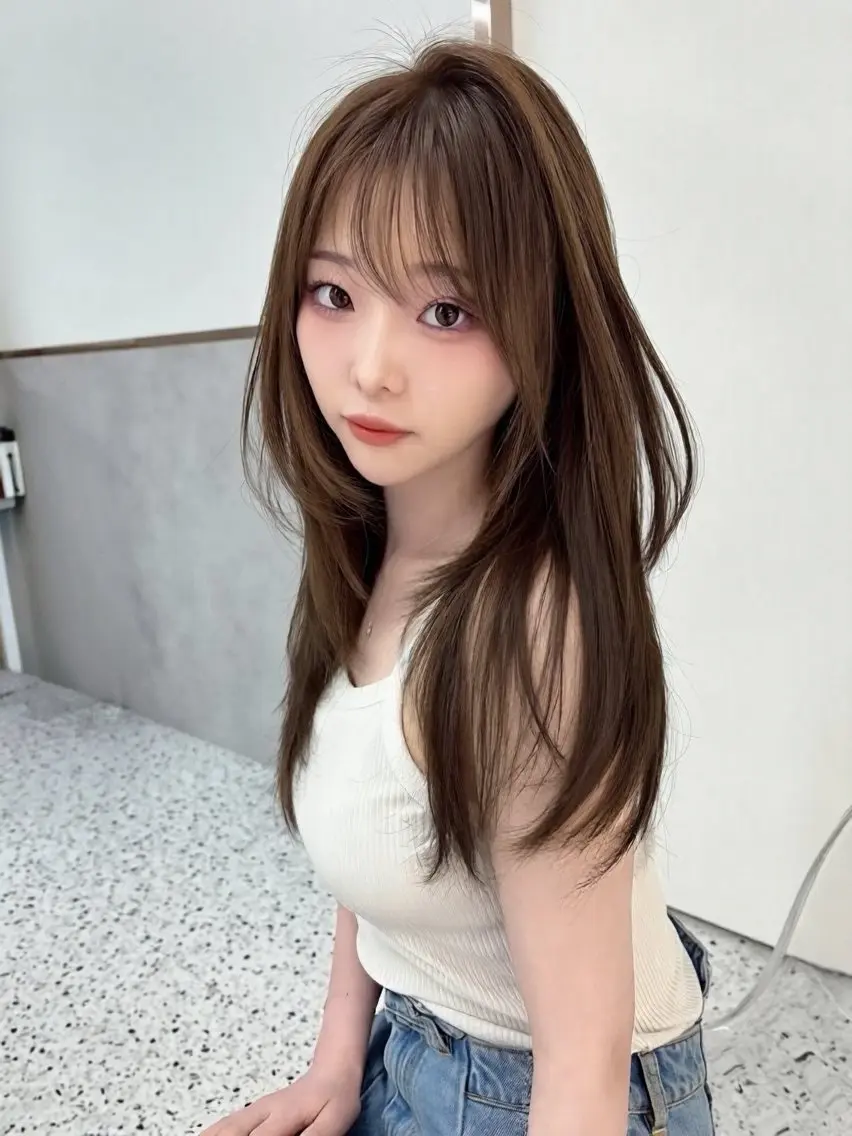 ミディアム カラー ブリーチ ボブ 韓国風ヘア レイヤーカット トリートメント カット トリートメント rina🩶 ワンホン/レイヤーのヘアスタイル