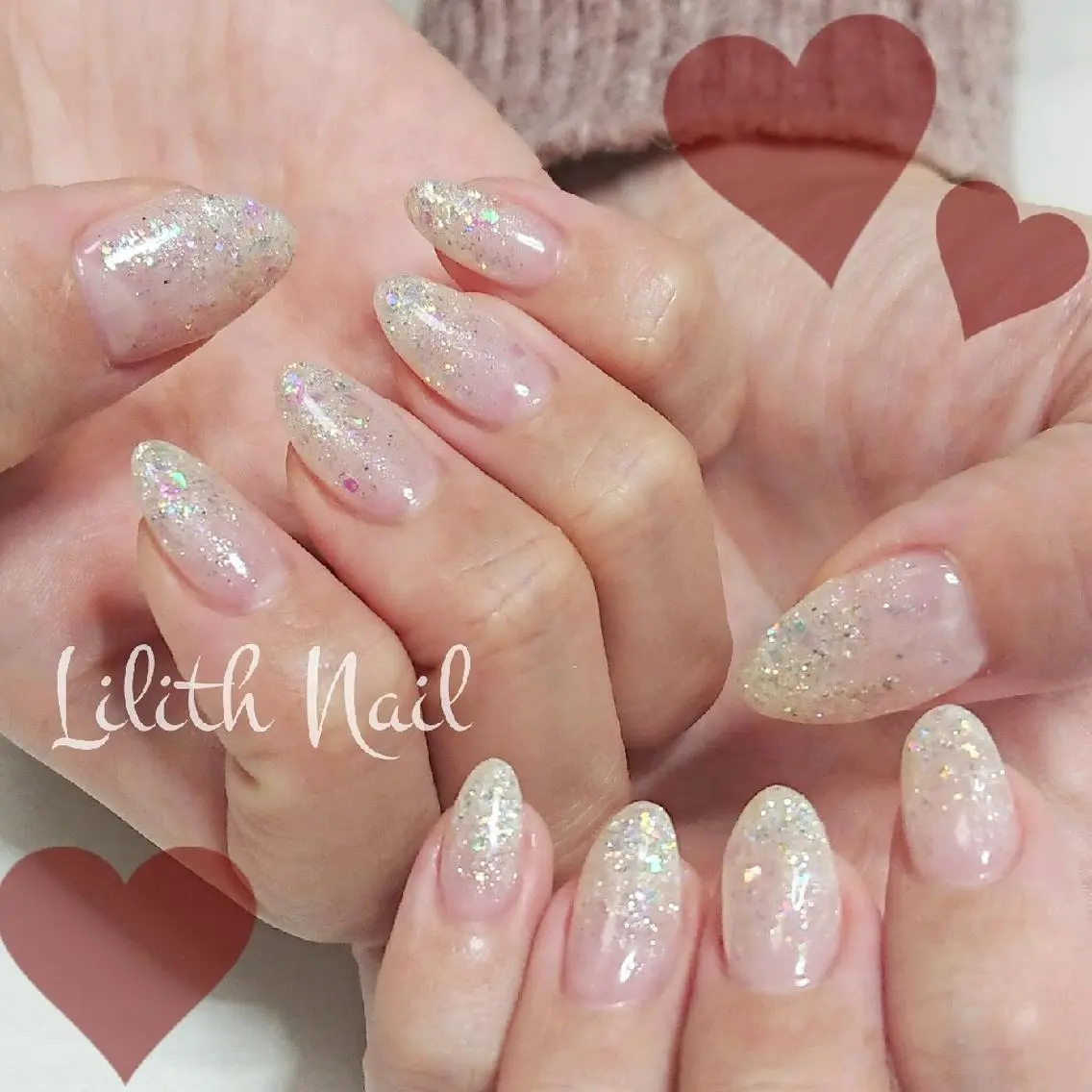 ネイル グラデーション ラメ(グリッター) ラメグラデーション ハンドネイル Lilith Nailのネイルデザイン