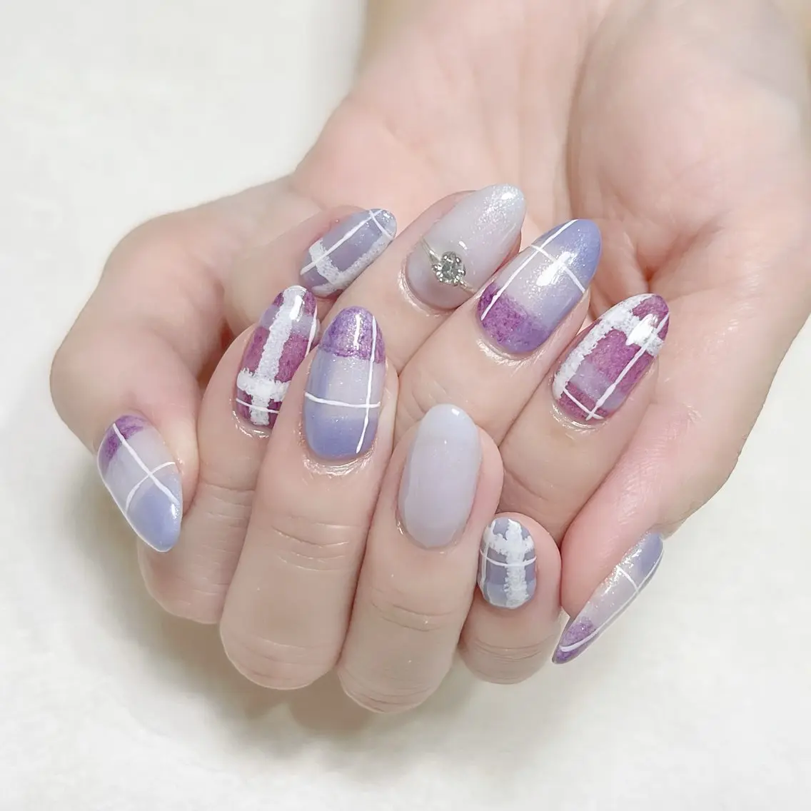 ネイル アートネイル パープル rouse nail RISATOのネイルデザイン