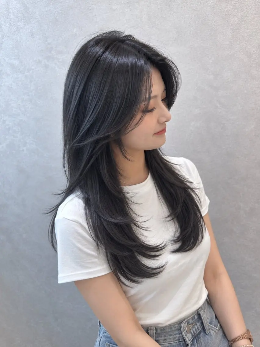 ロング カラー カット ヘアカラー トリートメント 髪質改善縮毛矯正/ 透明感カラー 石崎のヘアスタイル