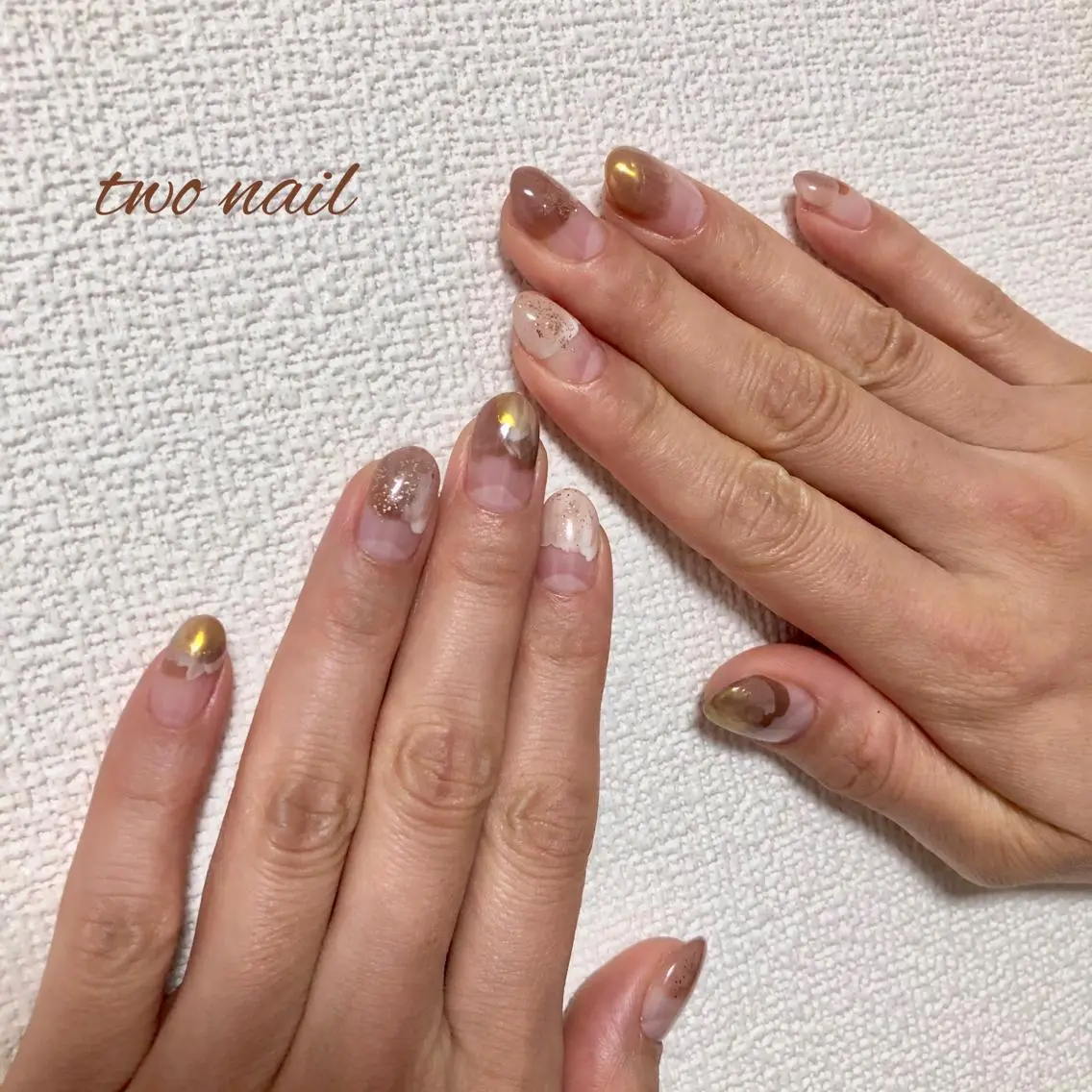 ネイル アートネイル フットネイル ハート ニュアンスネイル two nailのネイルデザイン