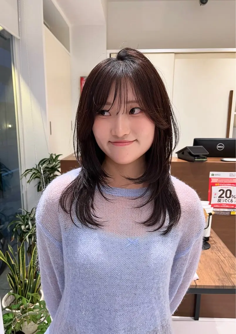 ミディアム レイヤーカット カット ヘアカラー トリートメント 神作 汐里　江古田 /透明感カラー🌿のヘアスタイル