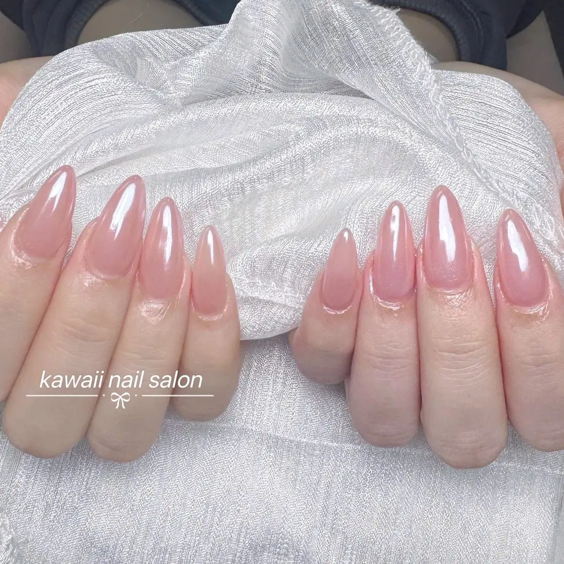 ネイル 長さ出し フレンチネイル ジェルネイル キラキラネイル ロングネイル Hina KawaiiNailのネイルデザイン