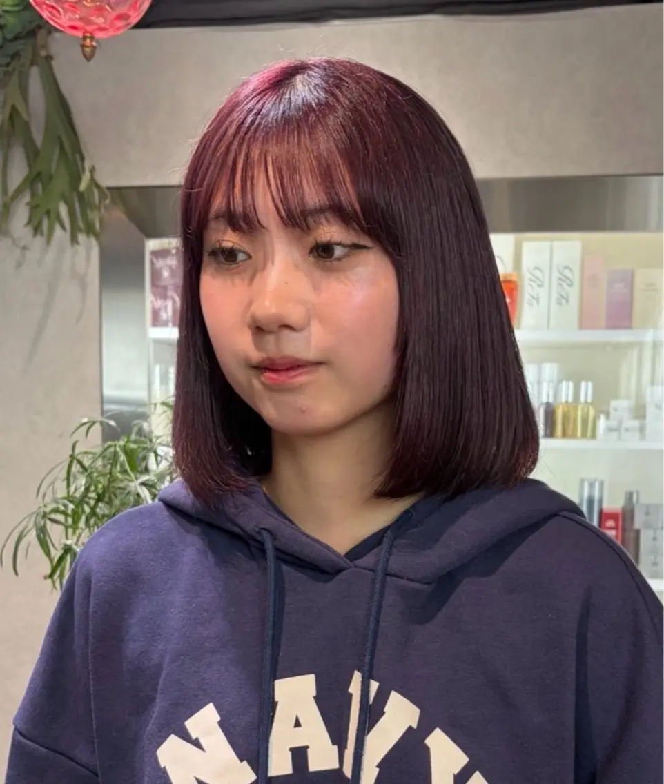 ミディアム カラー レッドカラー ヘアカラー 透明感カラー🫧🎀 まりなのヘアスタイル
