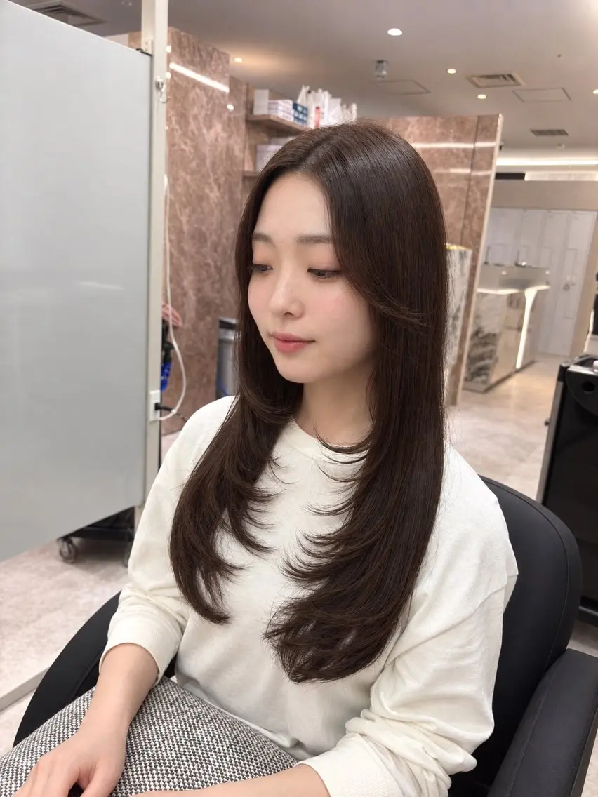 ロング カラー カット ヘアカラー よしえ/心斎橋 /中華ワンホンヘアのヘアスタイル