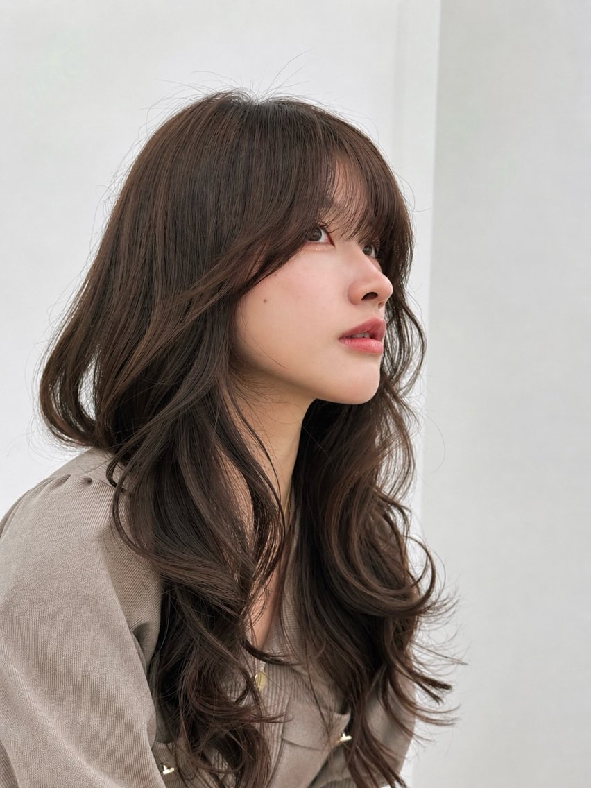 セミロング カラー 透明感カラー グレージュ カット ヘアカラー トリートメント 透明感カラー🩶 ×小顔カット難波のヘアスタイル