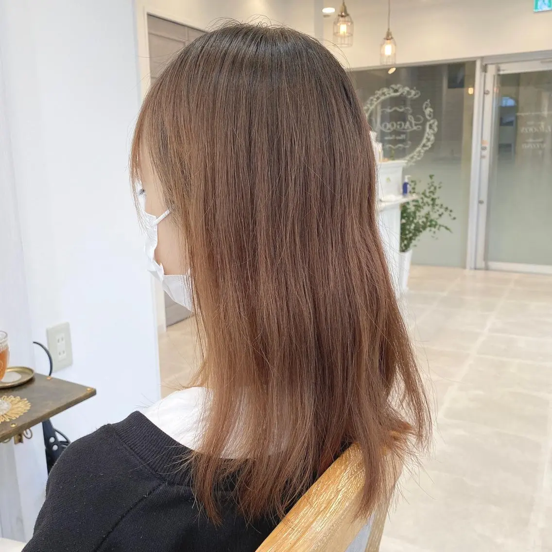セミロング カラー カット ヘアカラー トリートメント ブリーチなし✨艶髪 カラー𓃲YAGIのヘアスタイル