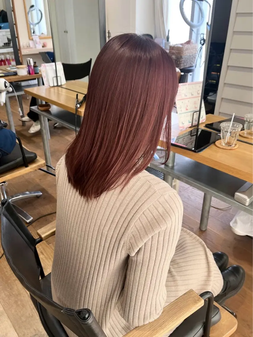 ミディアム カラー ブラウンカラー ピンクカラー ピンクブラウン レイヤーカット ローレイヤー ヘアカラー トリートメント sana/レイヤー /ボブ/透明感カラーのヘアスタイル